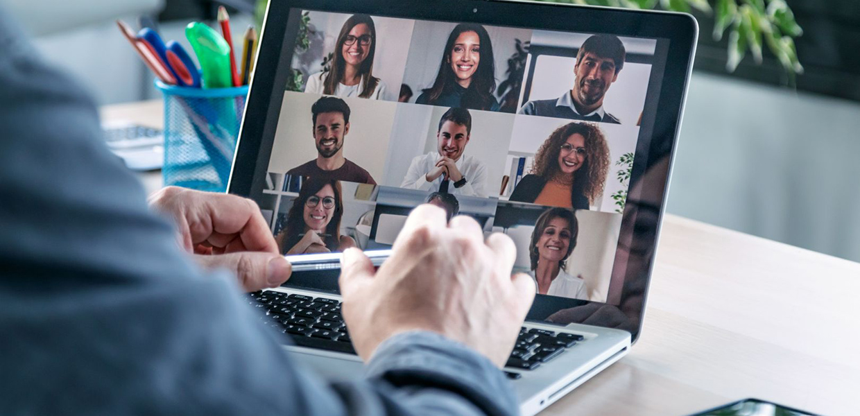 Video conference on laptop