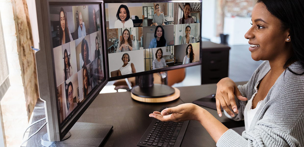 Woman in virtual meeting