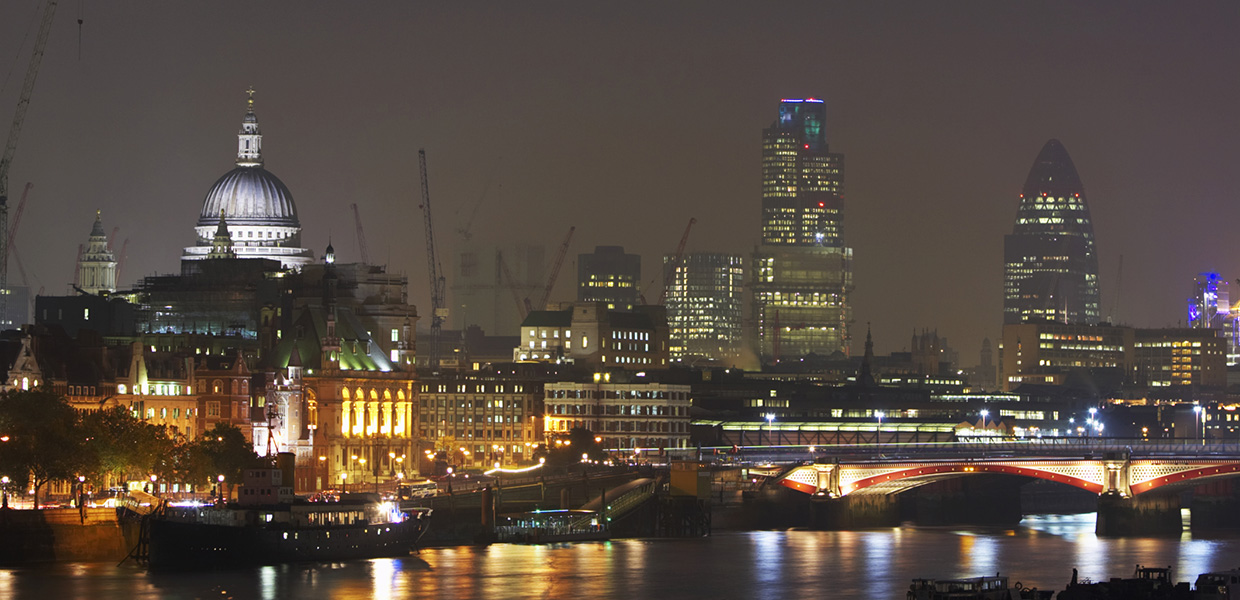 City skyline in the dark